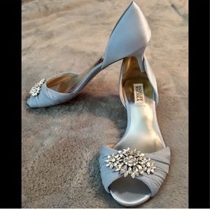 Light blue rhinestone Badgley Mischka heels